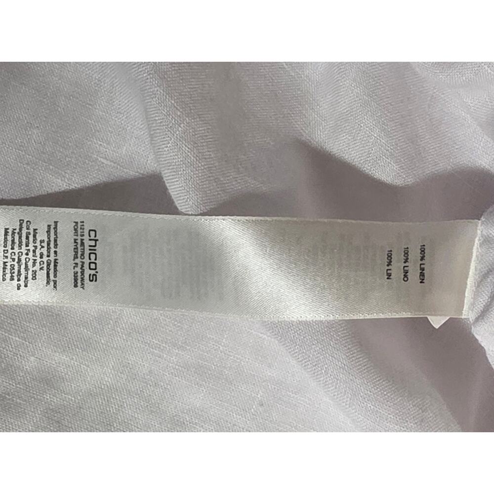 Chico's White 100% Linen Tie Front Button Up Shirt Women's Size 2 No Iron - Picture 5 of 7
